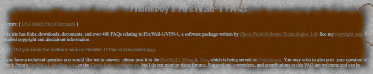Ye Olde PhoneBoy FireWall-1 FAQ is Back…In A Manner of Speaking
